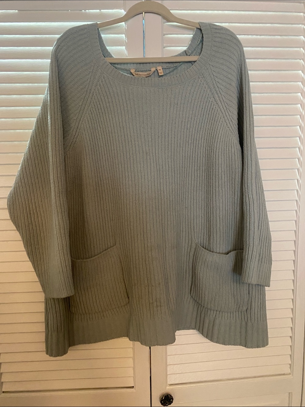 Soft Surroundings Scoop-Neck Ribbed Sweater Tunic in Sage